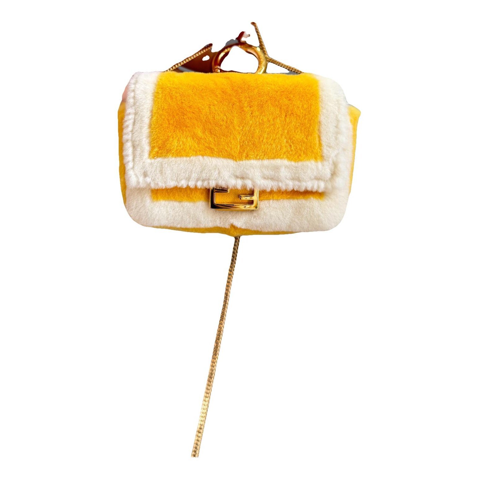 Baguette Chain Midi faux fur handbag