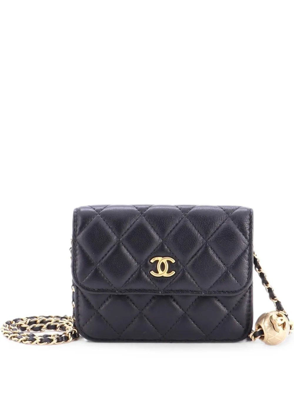 Pearl Crush Flap Clutch with Chain Quilted Lambskin Mini crossbody bag