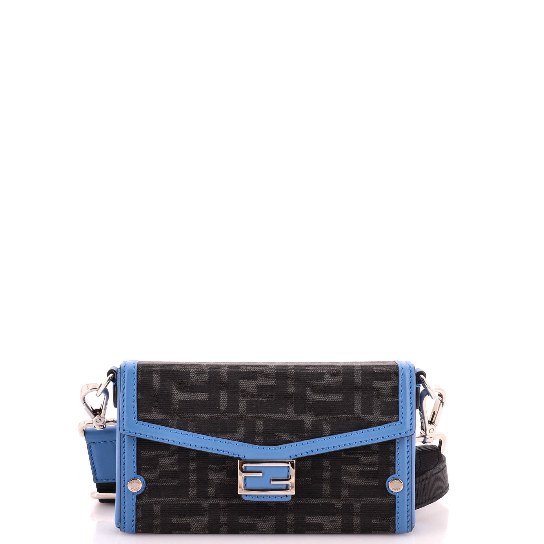Fendi Baguette Soft Trunk Phone Pouch Zucca Canvas and Leather