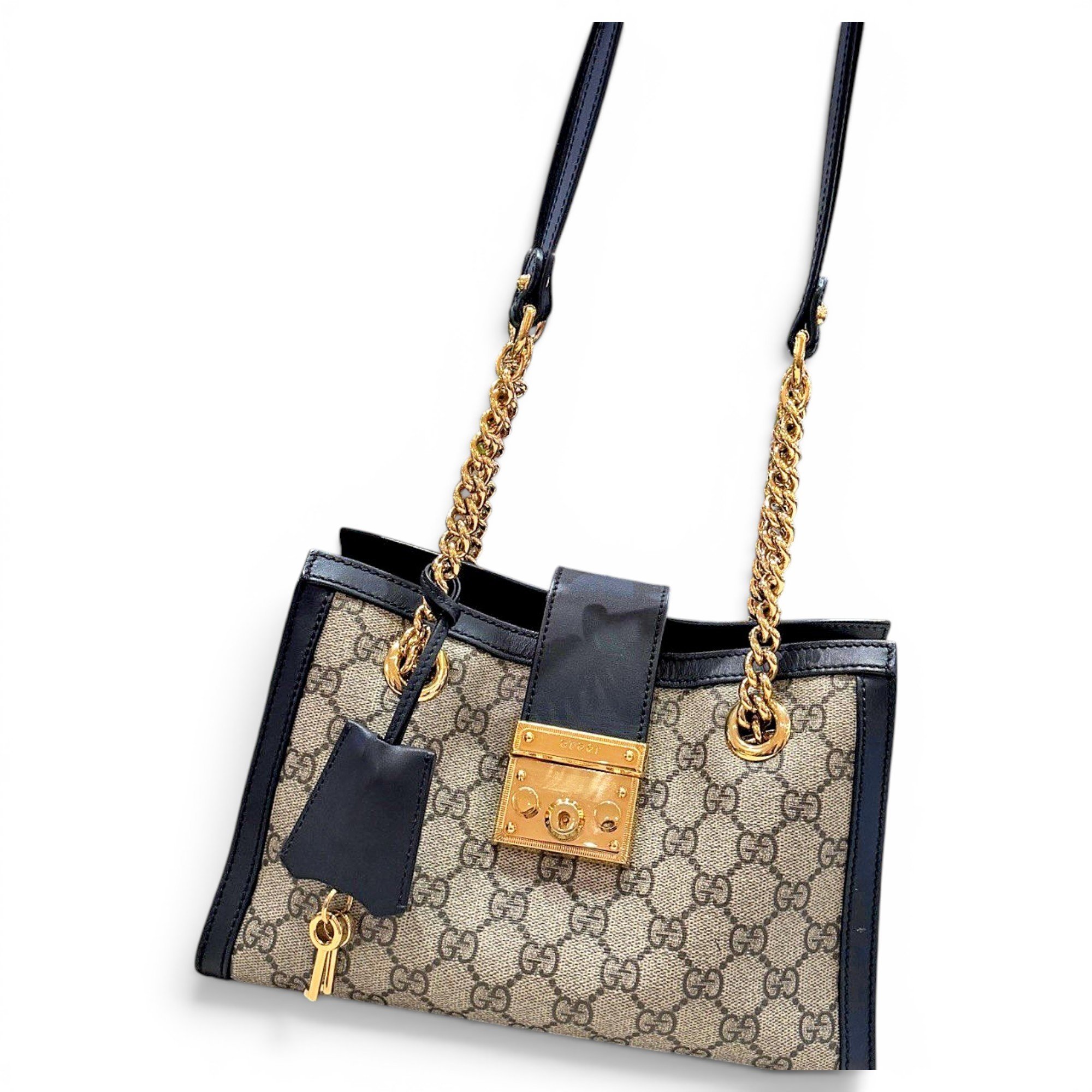 Padlock leather handbag