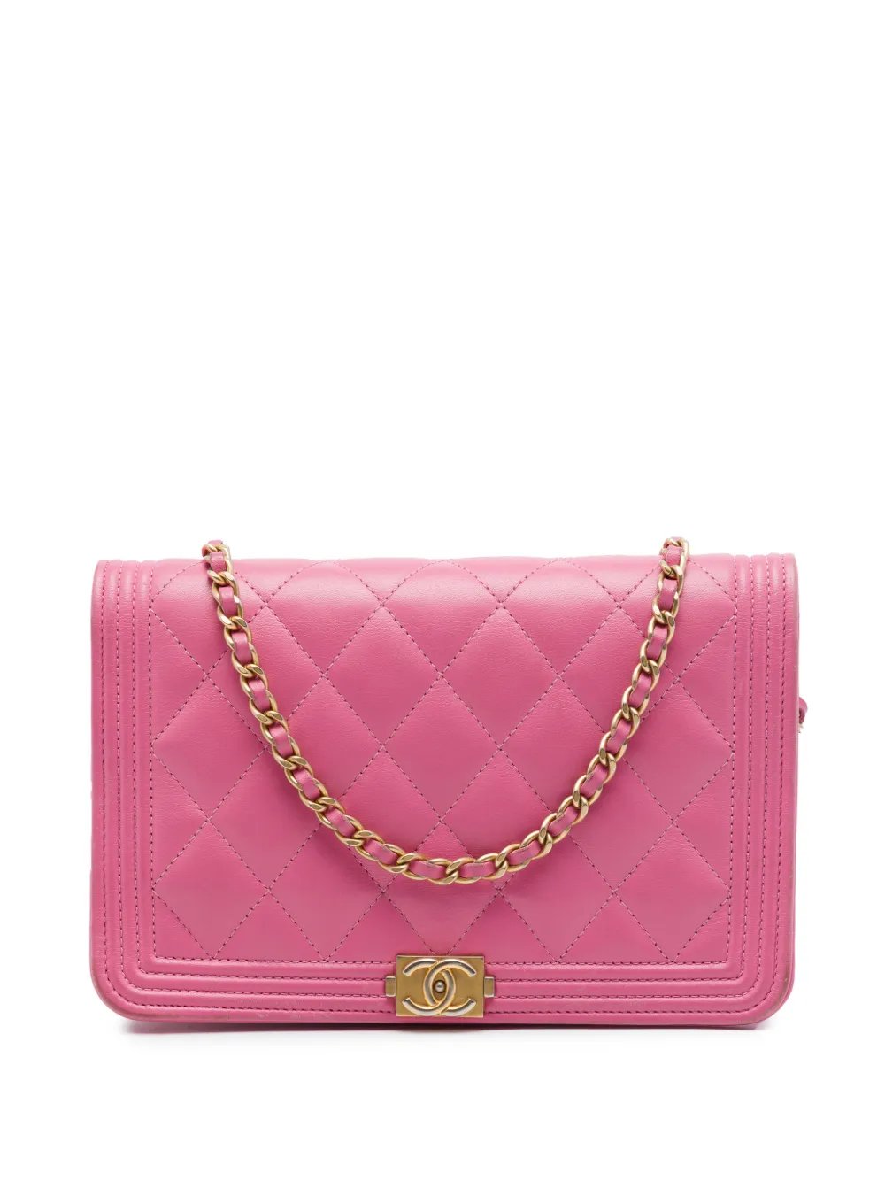 2018-2019 Quilted Lambskin Boy Wallet On Chain crossbody bag