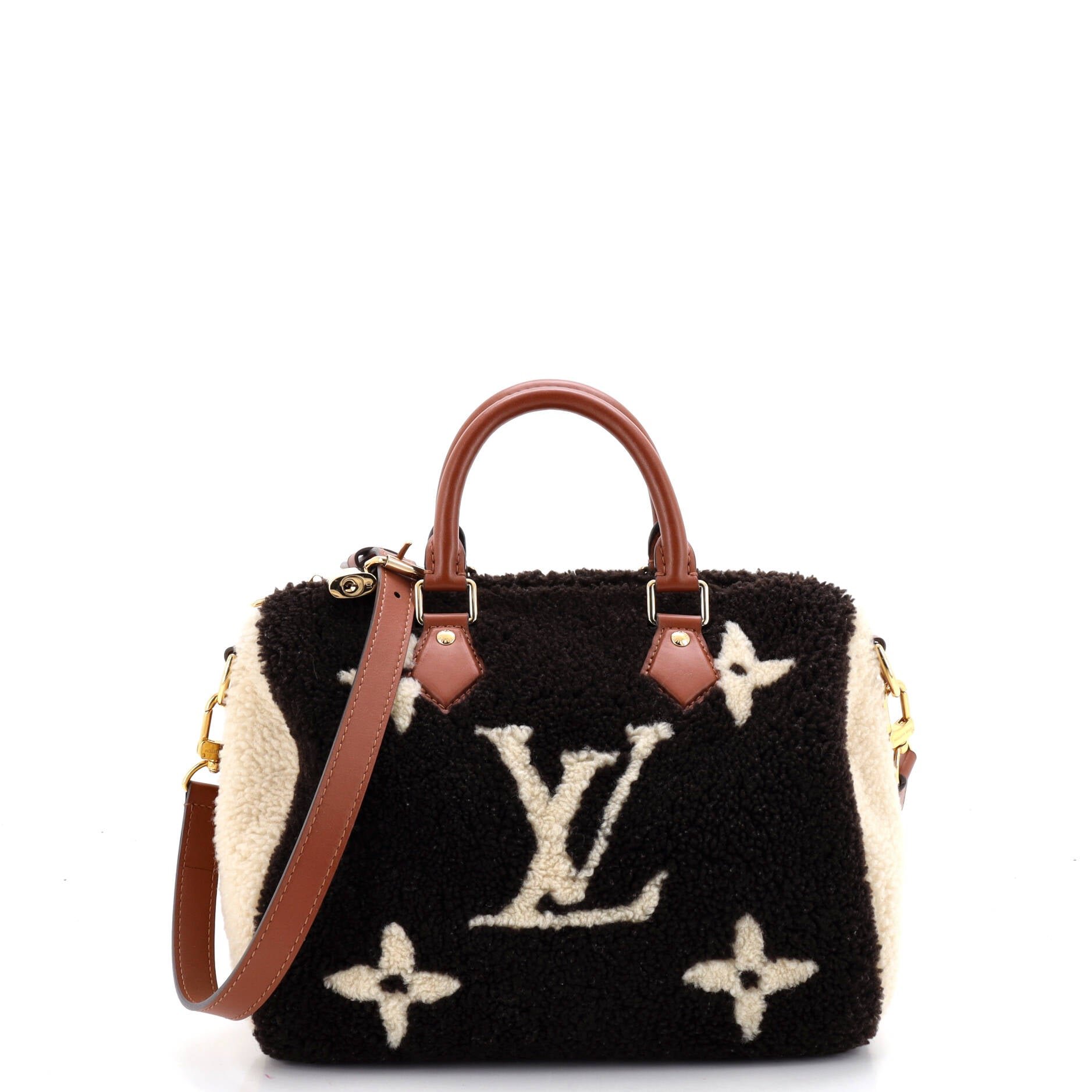 Speedy Bandouliere Bag Monogram Giant Teddy Fleece 25