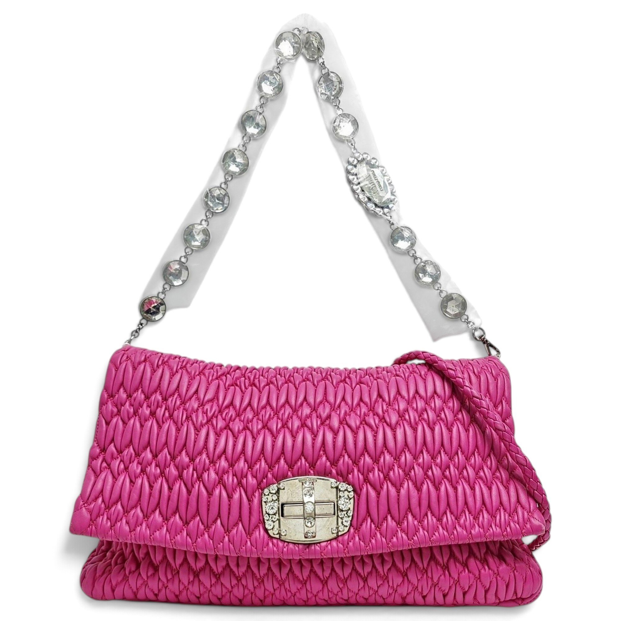 Miu Crystal leather handbag