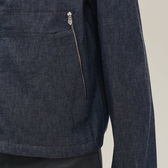 Indigo Zipped Denim Jacket Shirt