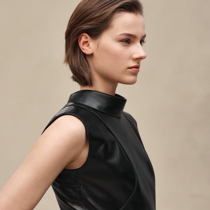 Noir Mixed Materials Dress