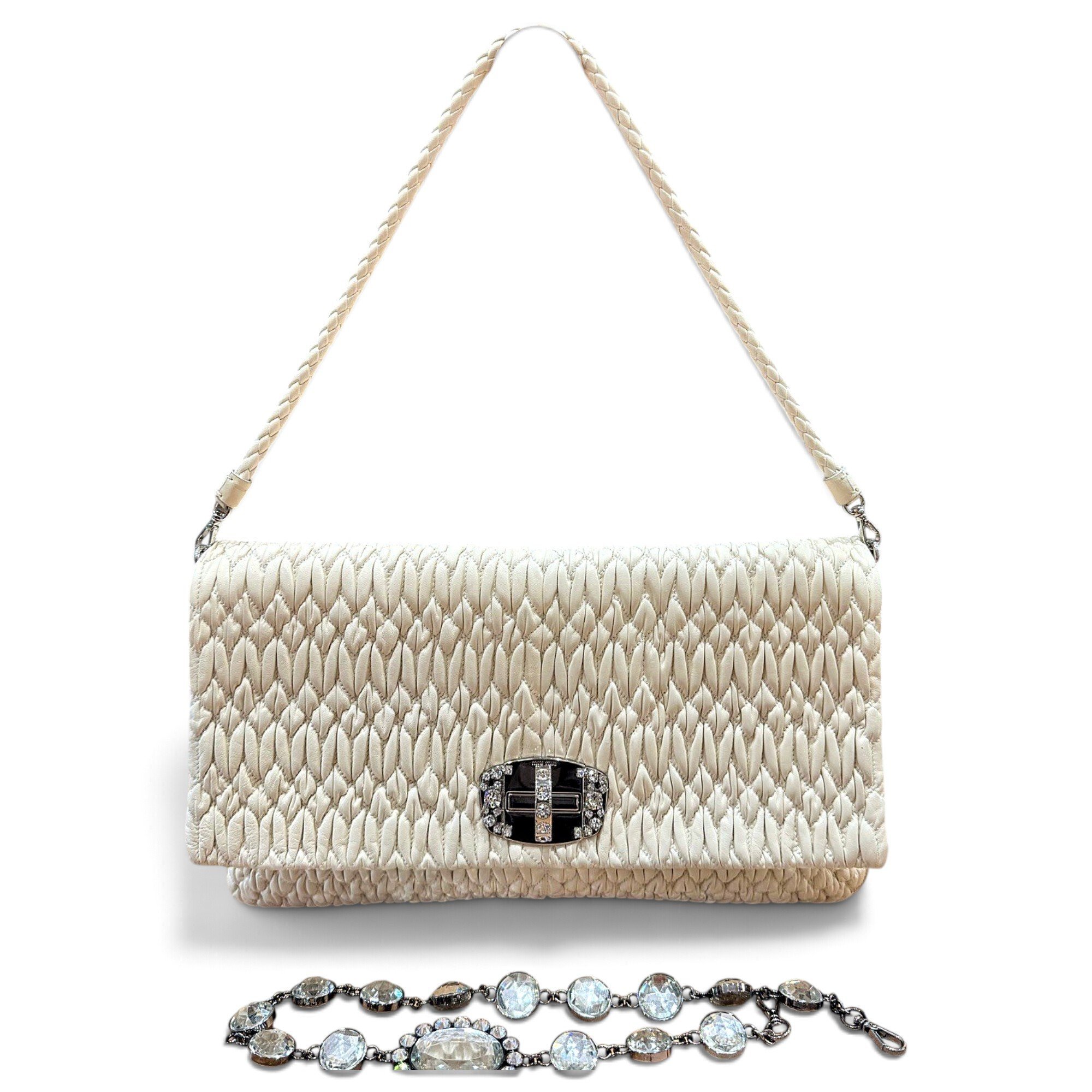 Miu Crystal leather handbag