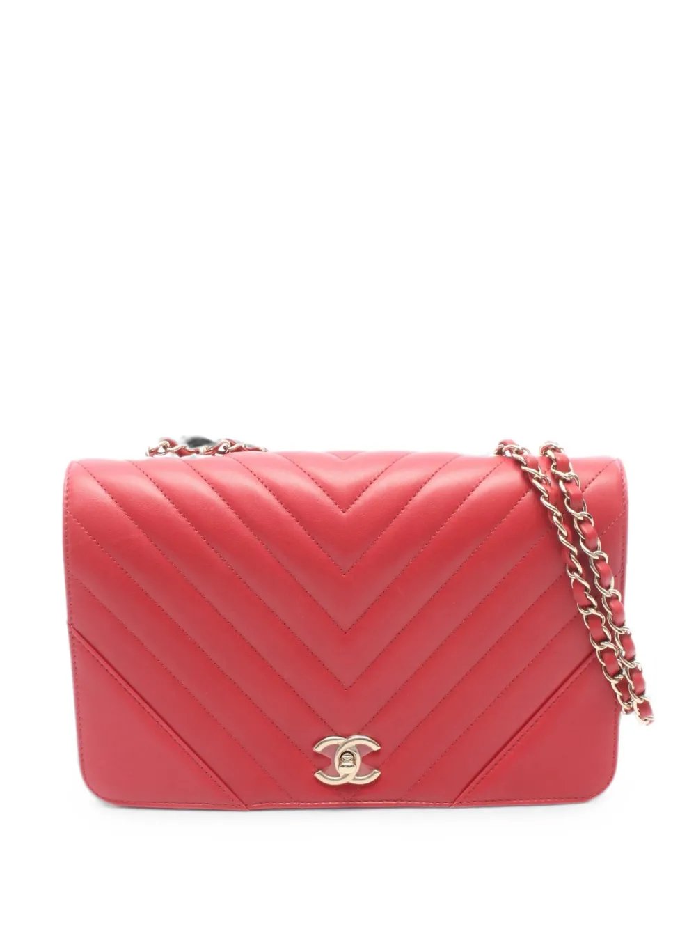 2019 Chevron V-stitch flap shoulder bag