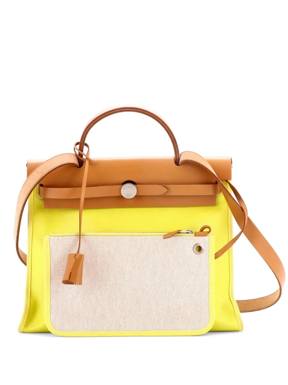 Herbag Zip Berline Vache Canvas and Leather 31 shoulder bag
