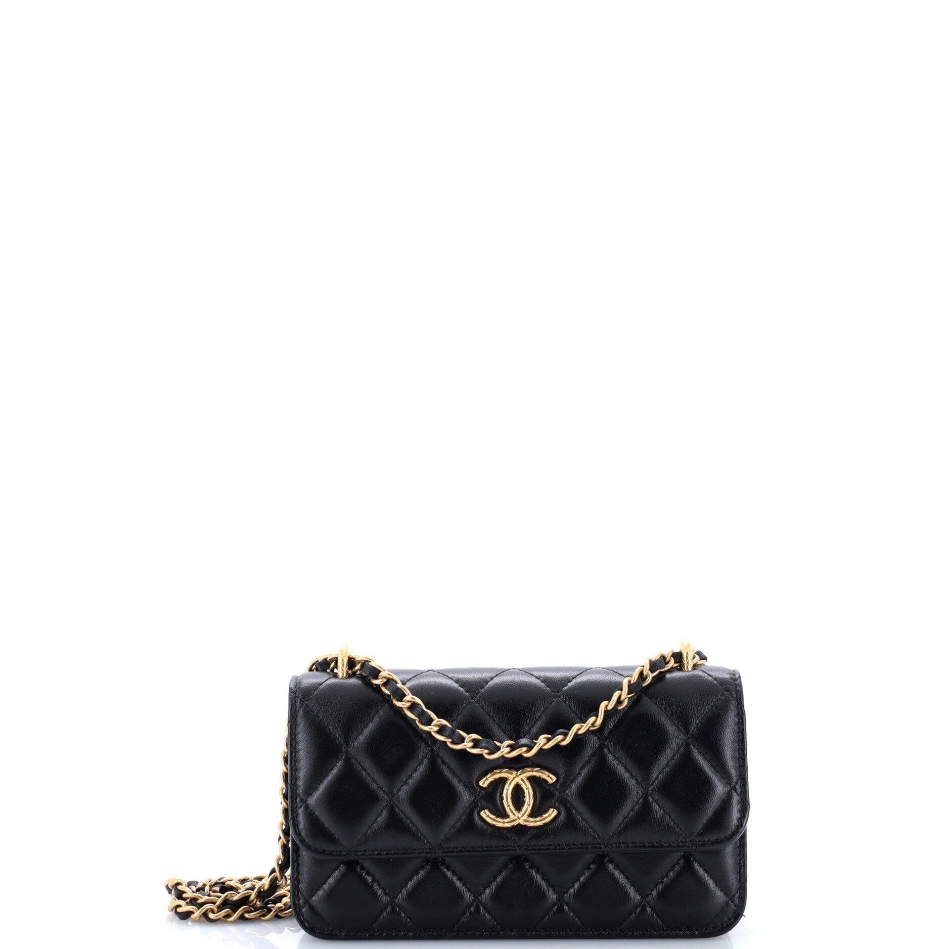CC Flap Phone Holder with Chain Quilted Lambskin Mini