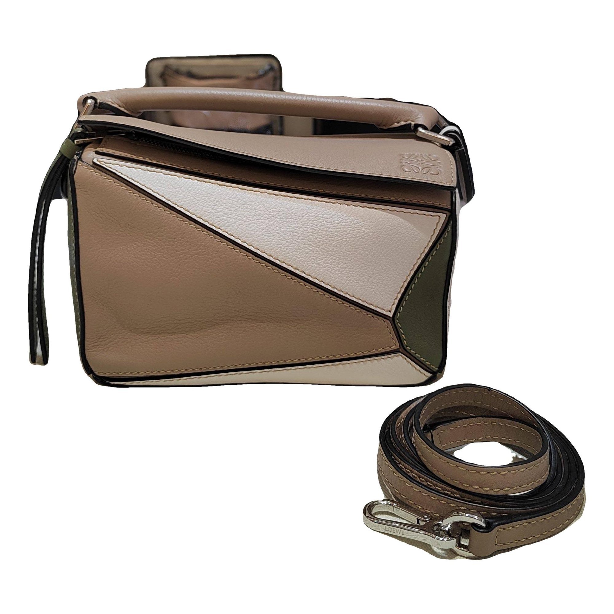 Puzzle leather handbag