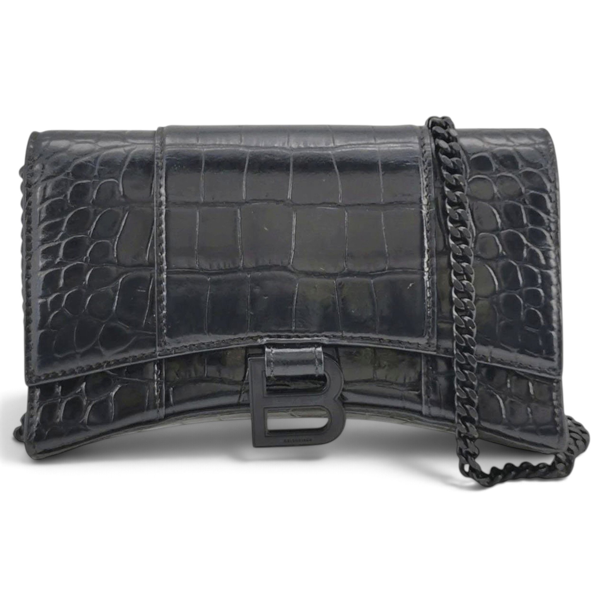 Hourglass leather handbag
