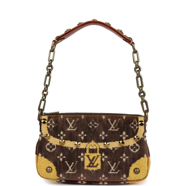Louis Vuitton Vintage Louis Vuitton Trompe L'Oeil Pochette Brown and Yellow Velvet Brass Hardware