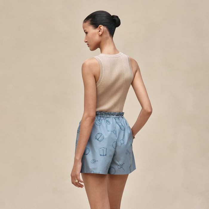 Bleu Adriatique "Cahier Du Colporteur" Shorts With Elastic Waist