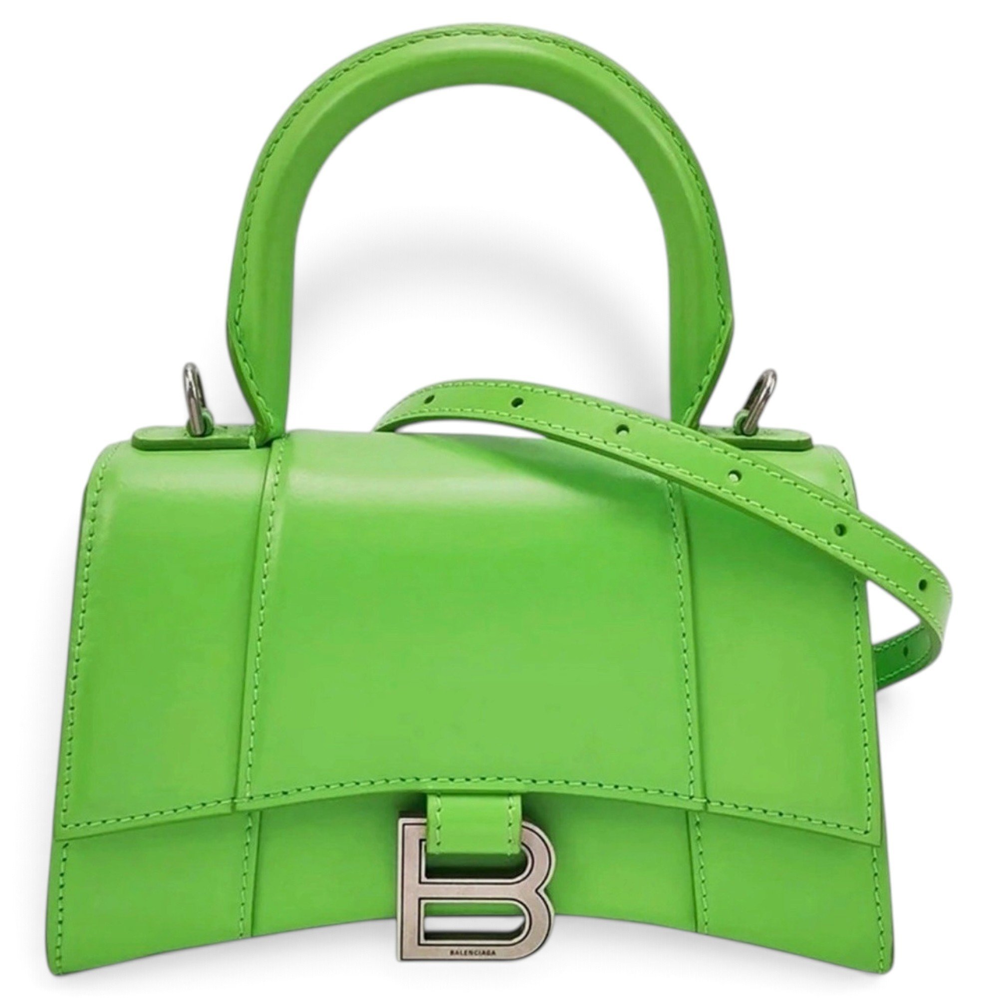 Hourglass leather handbag