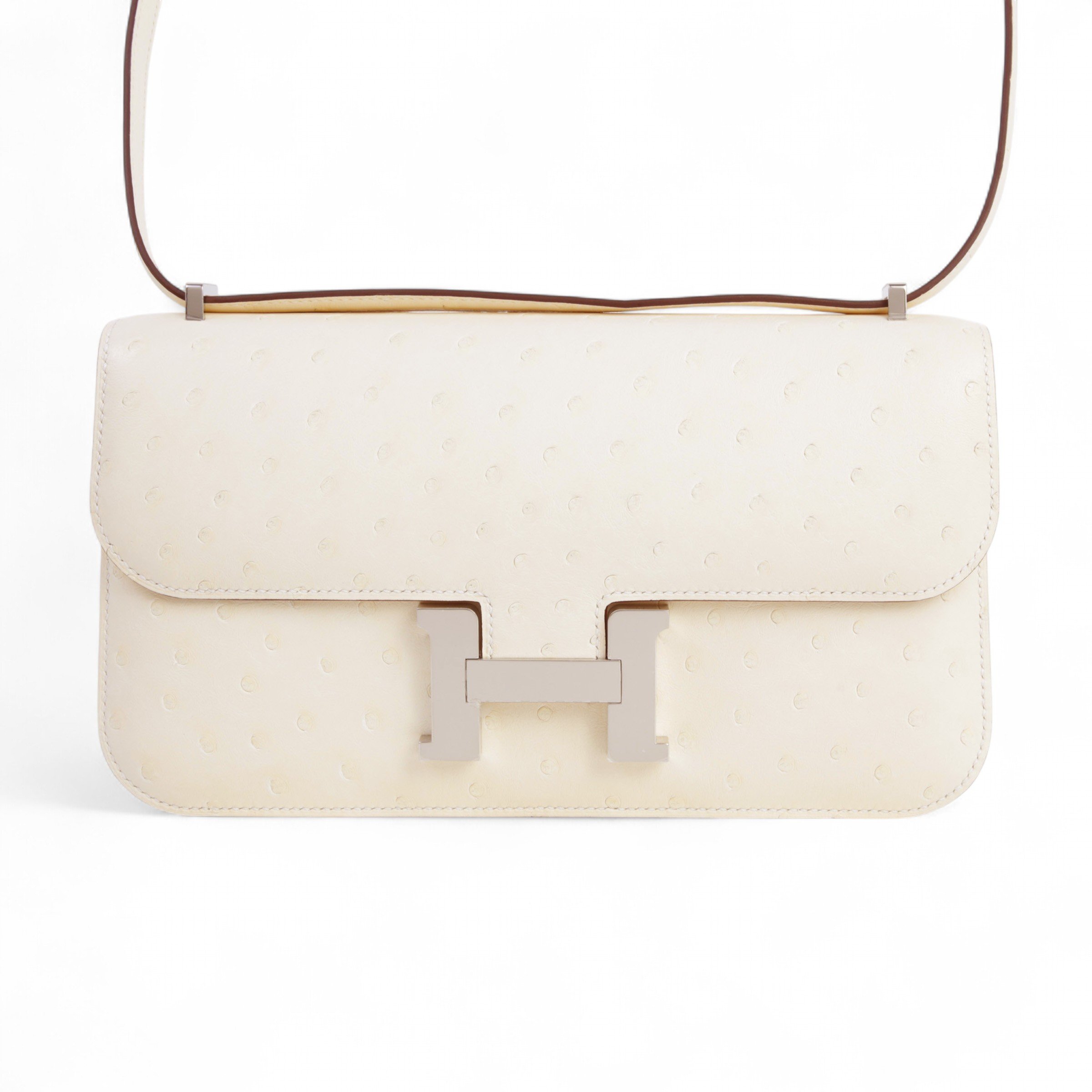 Brand New ( Rank N ) HERMÈS Constance Elan 2024 Nata (I2) Ostrich Palladium hardware K (2025)