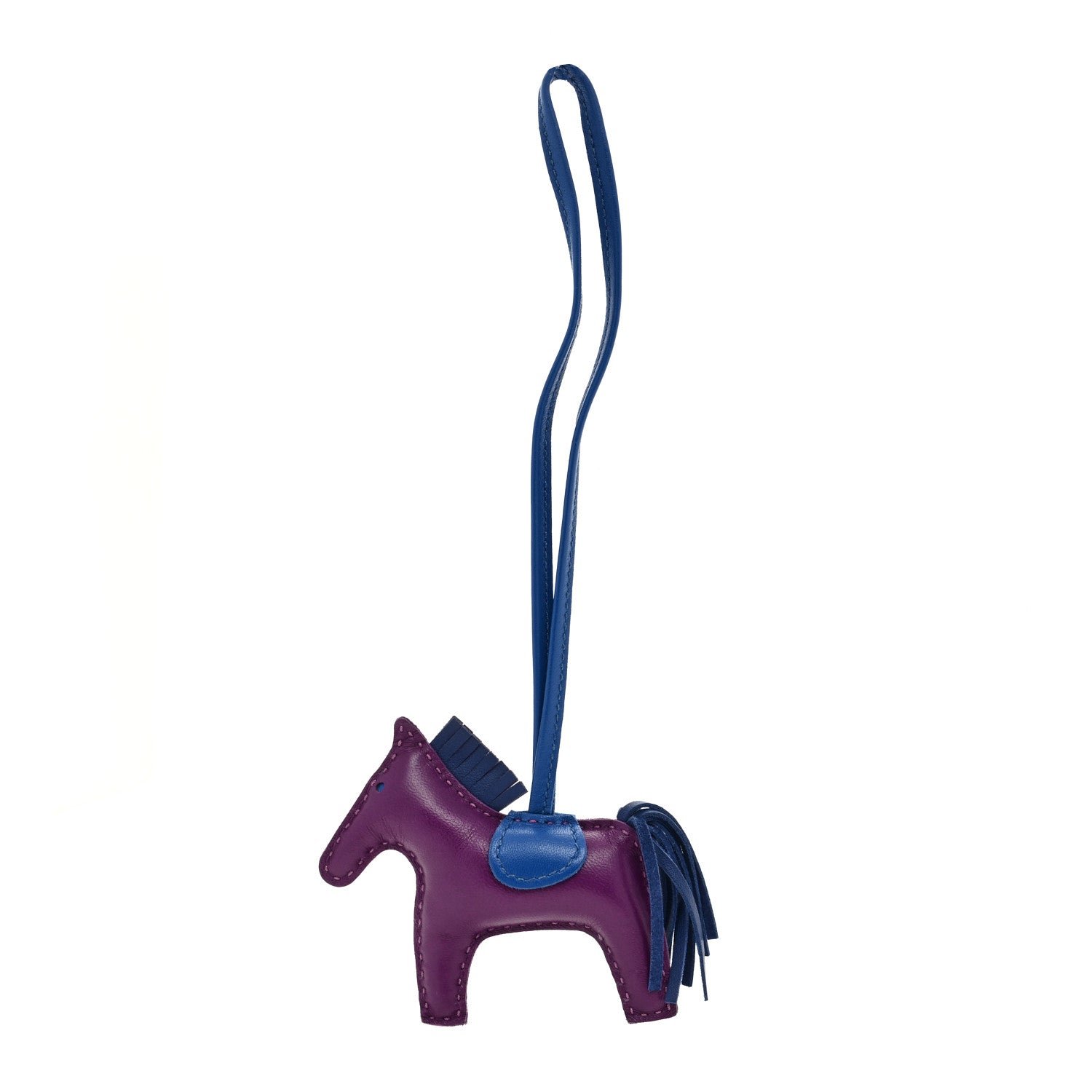 Hermes Milo Lambskin Grigri Rodeo Horse Bag Charm PM Violet Bleu Saphir Bleu France