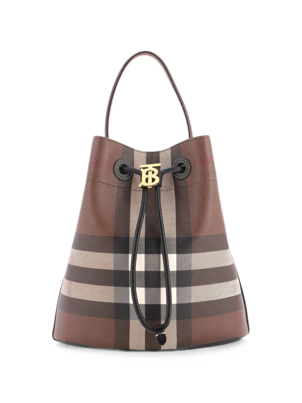 TB Drawstring Check E-Canvas Small bucket bag