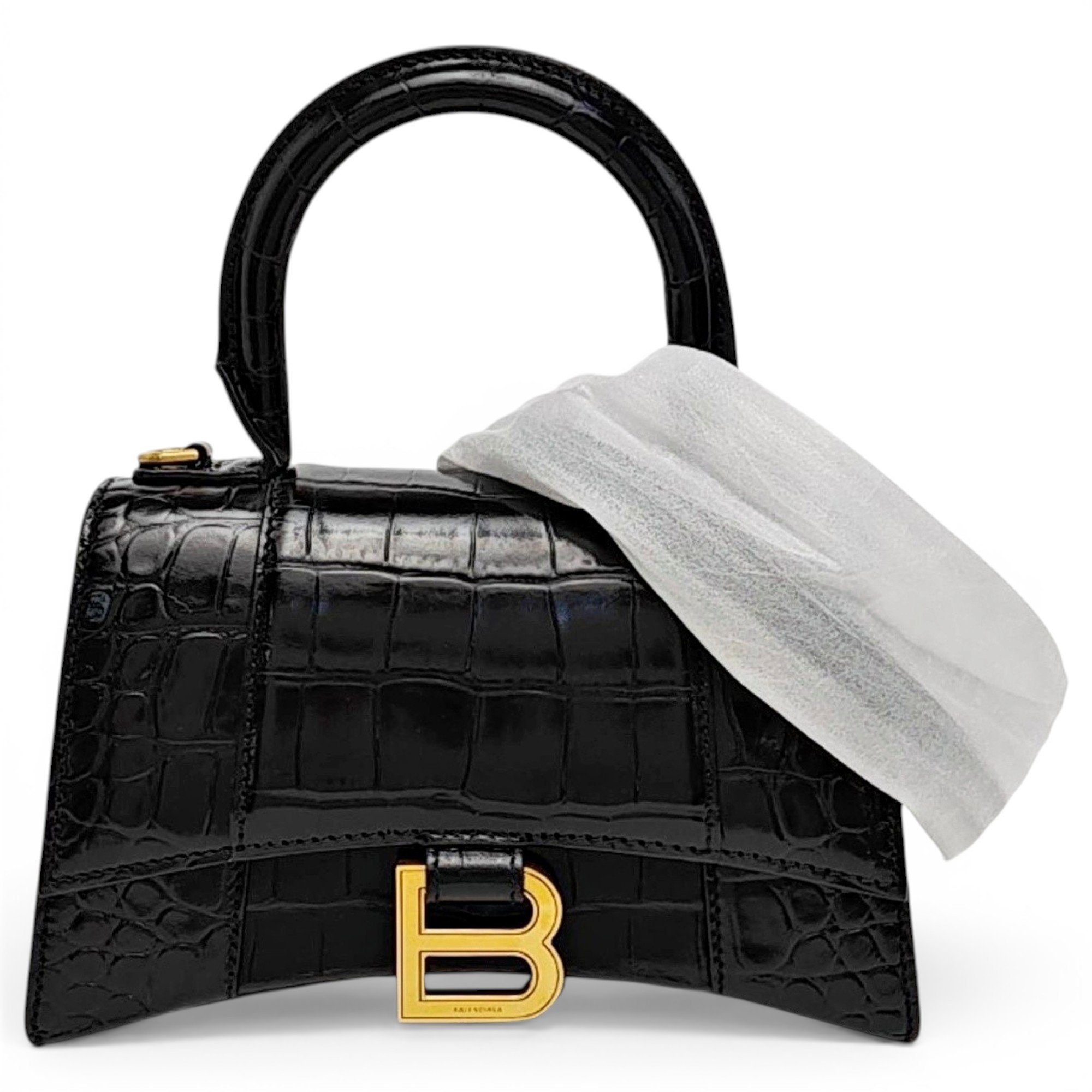 Hourglass leather handbag