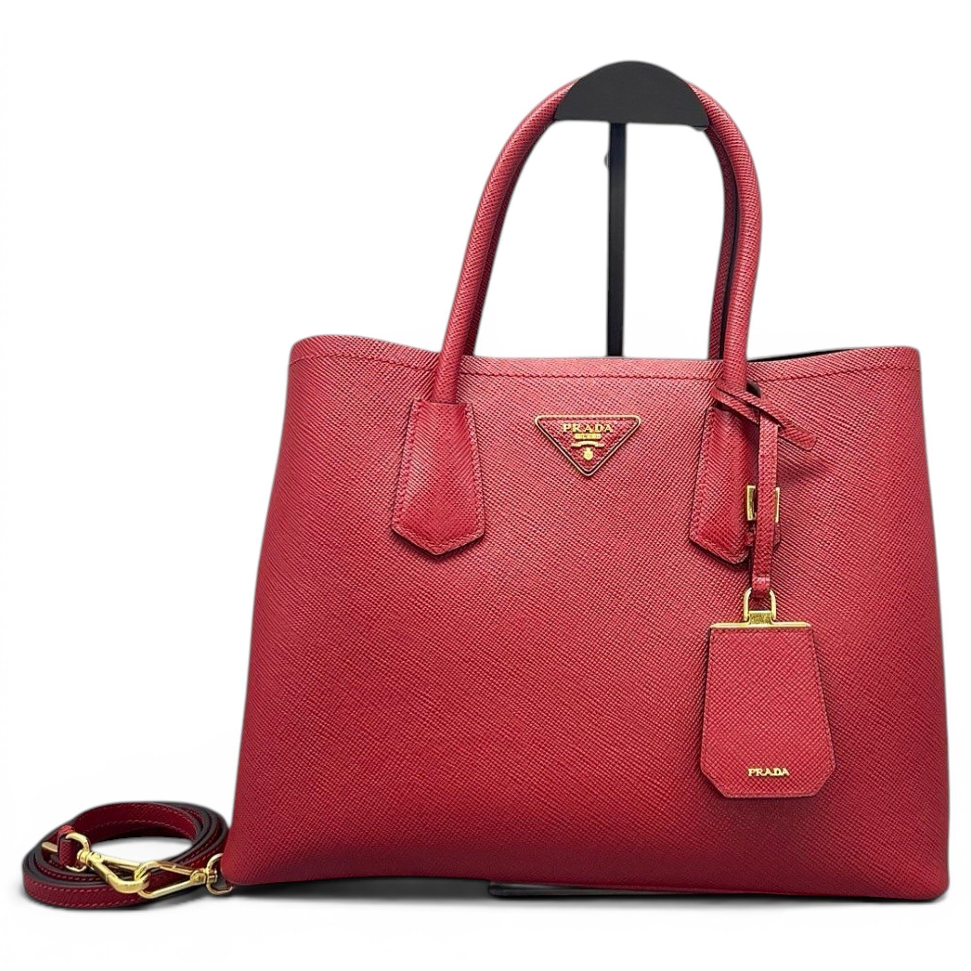 Double leather handbag