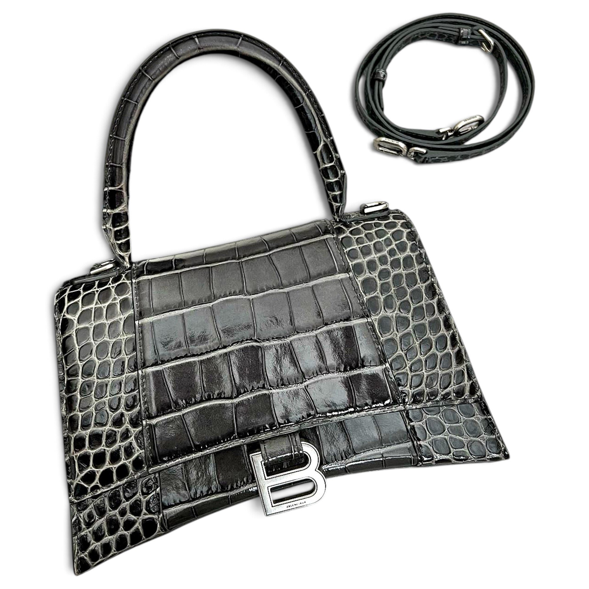 Hourglass leather handbag