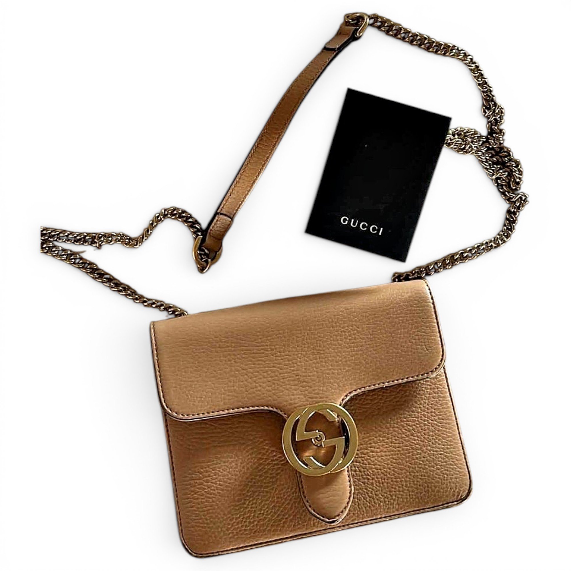 Interlocking leather handbag
