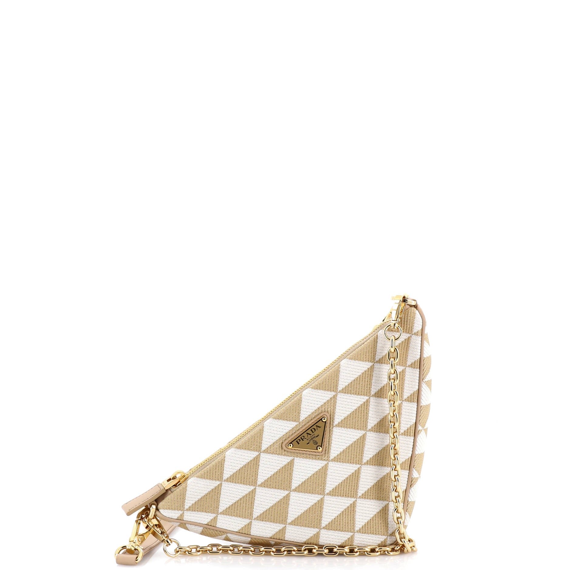 Symbole Triangle Bag Leather and Jacquard Mini