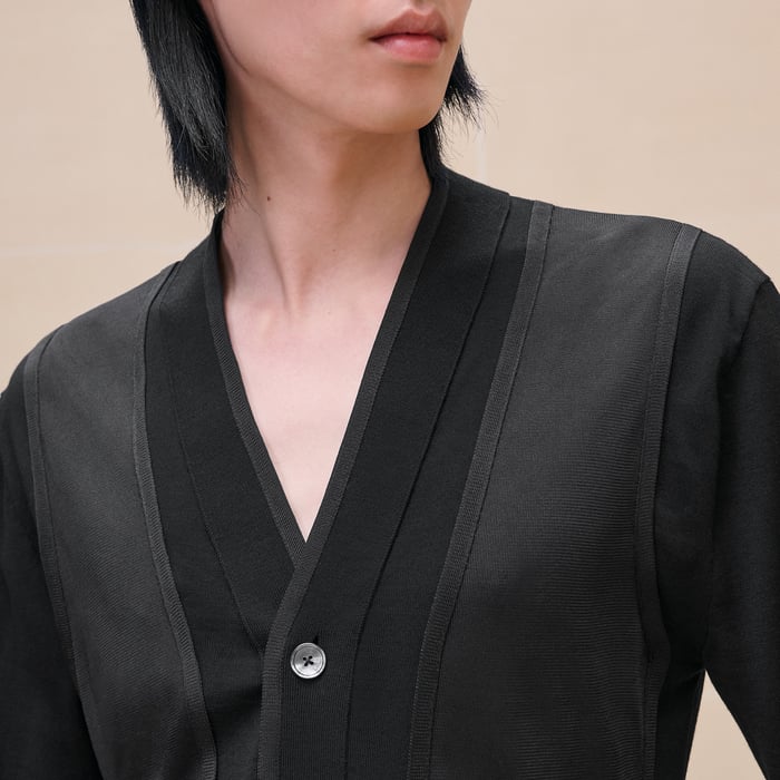 Noir "Decadre Laine & Soie" Buttoned Cardigan