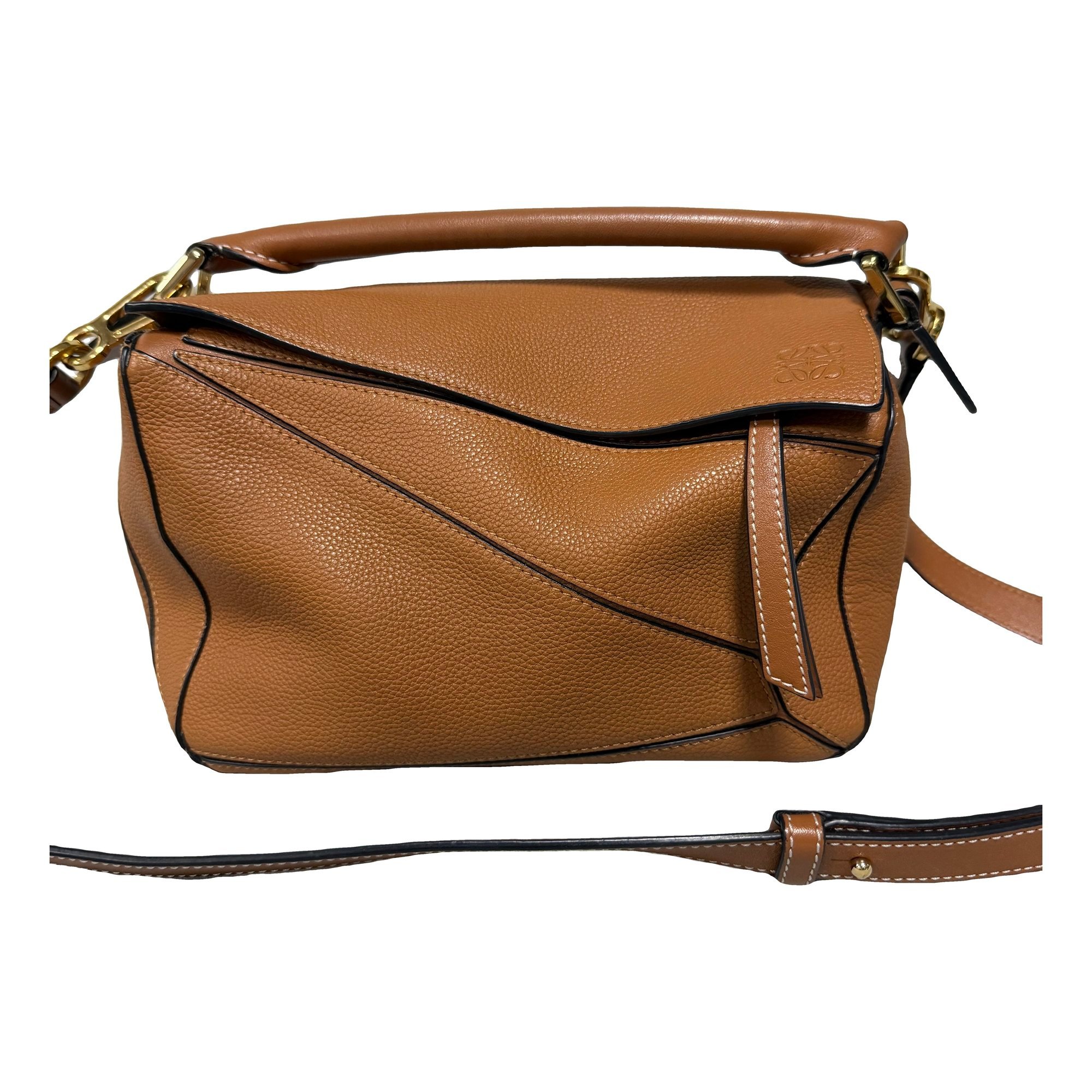 Puzzle leather handbag