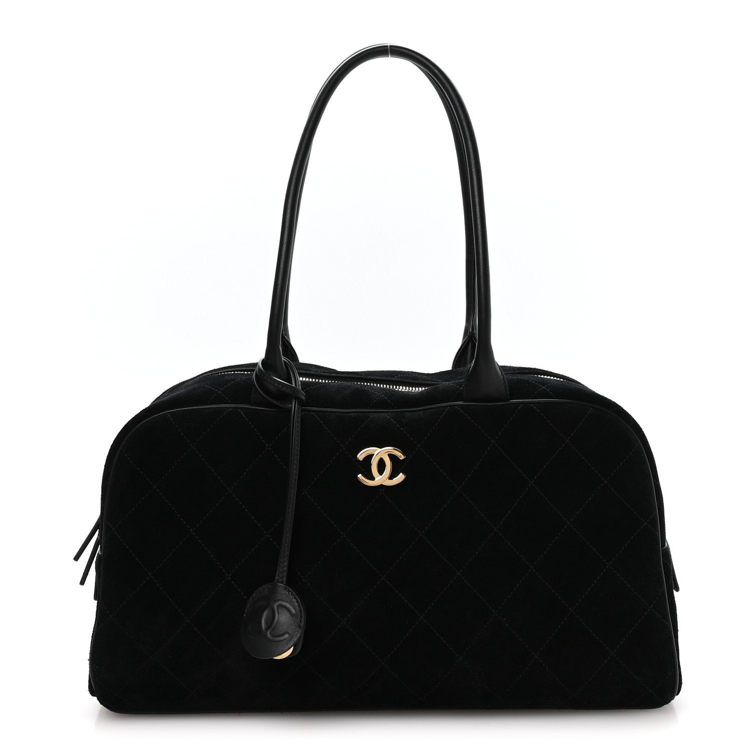 Chanel Suede Calfskin Large Perfect Bowling Bag Black