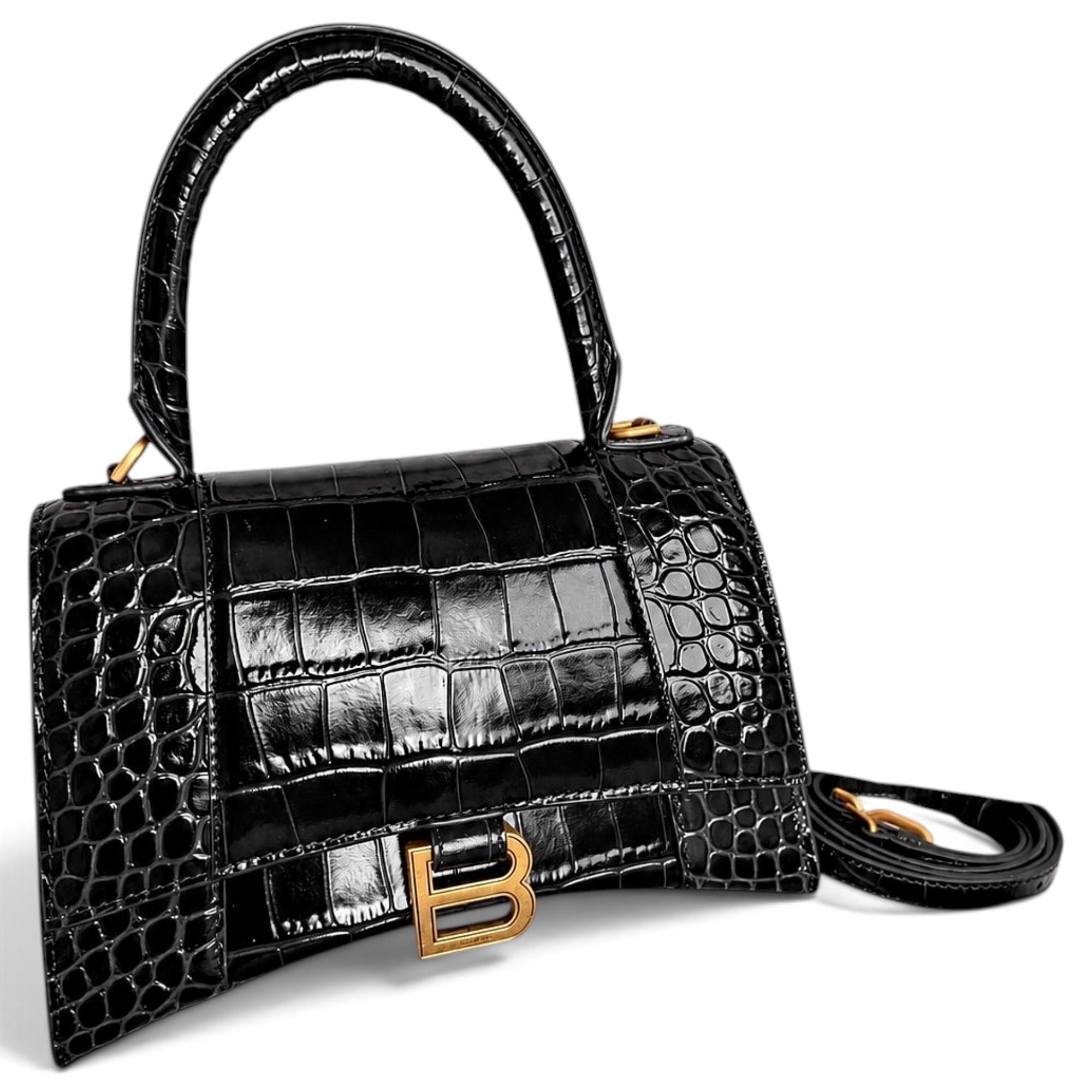 Hourglass leather handbag