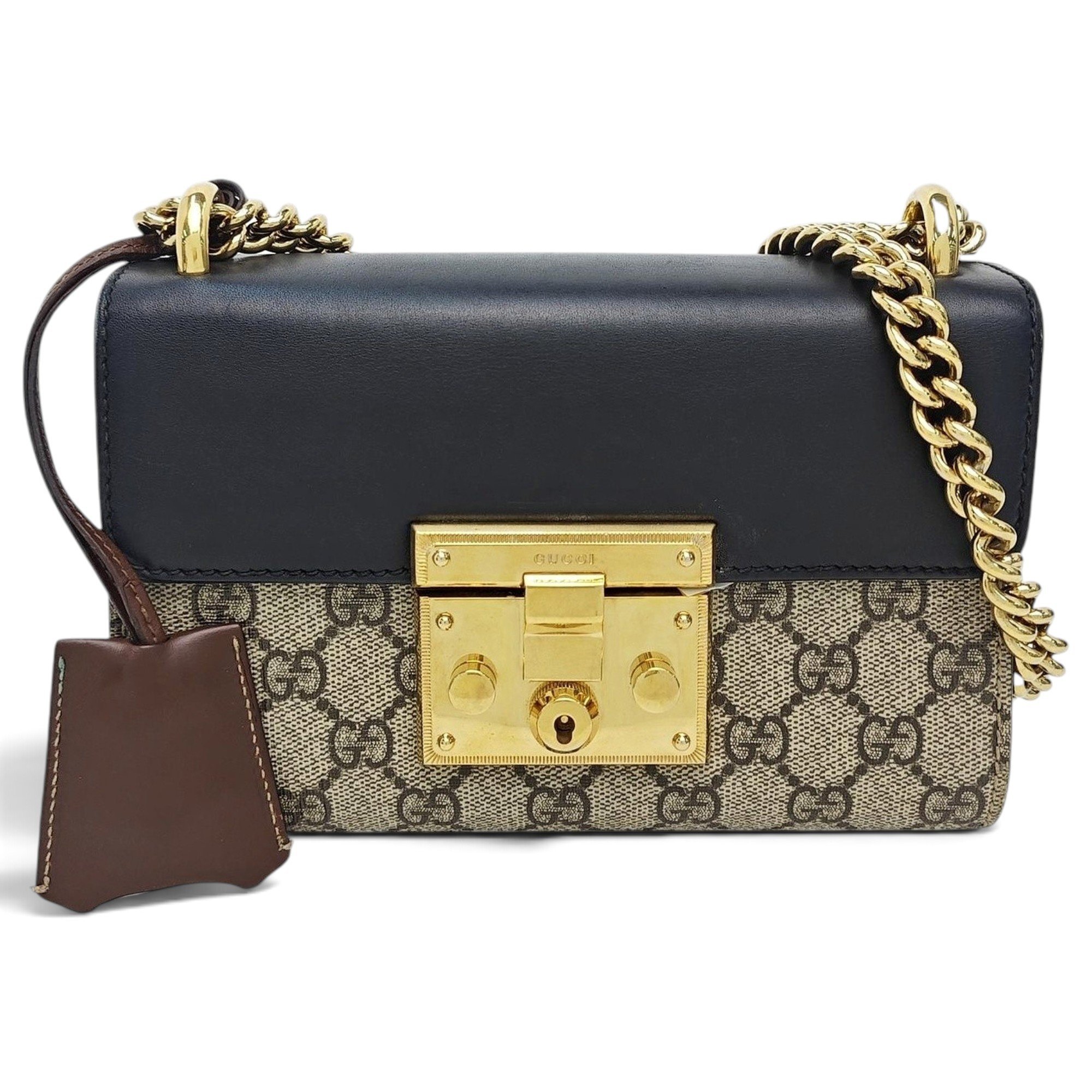 Padlock leather handbag