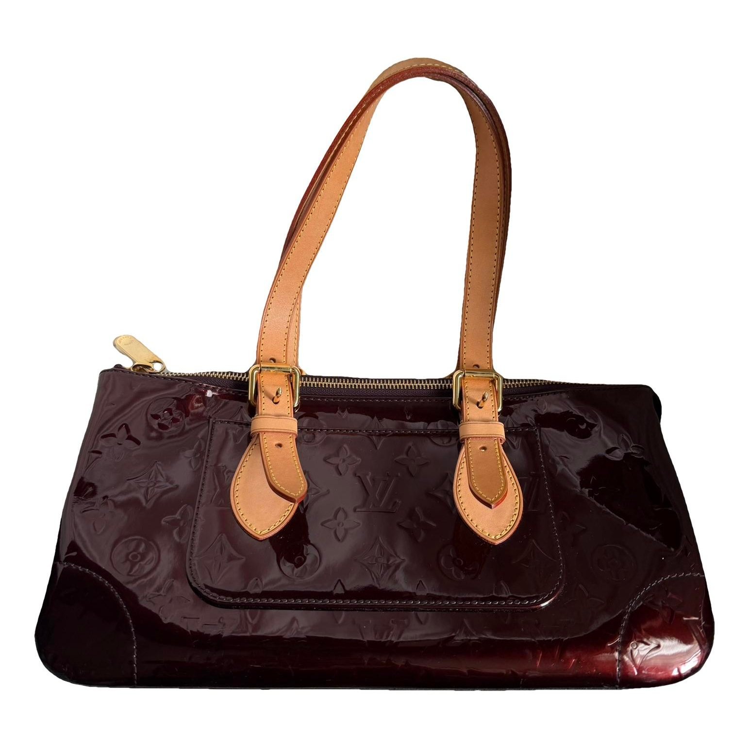 Rosewood patent leather handbag