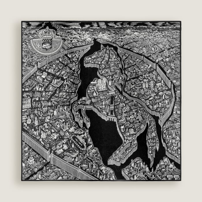 La Cite Cavaliere La Nuit Embroidered Scarf 90