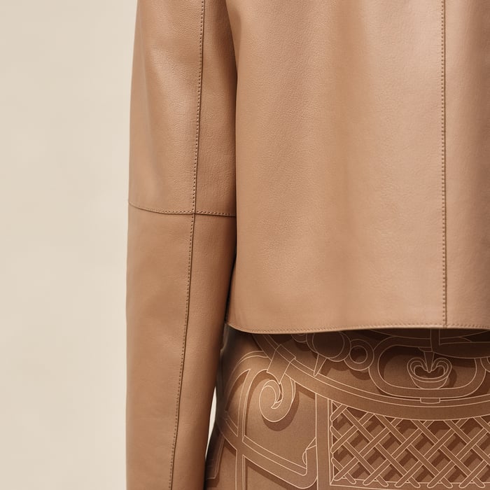 Beige Zénith Leather Jacket