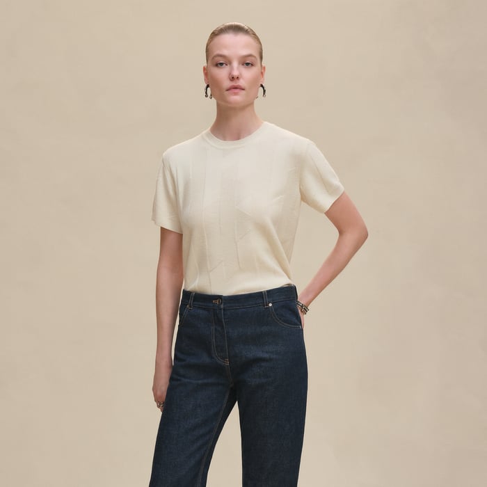 Blanc Naturel "H" Short-sleeve Sweater
