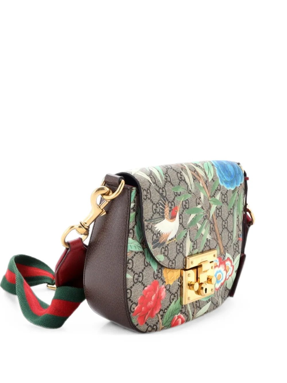 Padlock Saddle Tian Print GG Coated Canvas Medium shoulder bag
