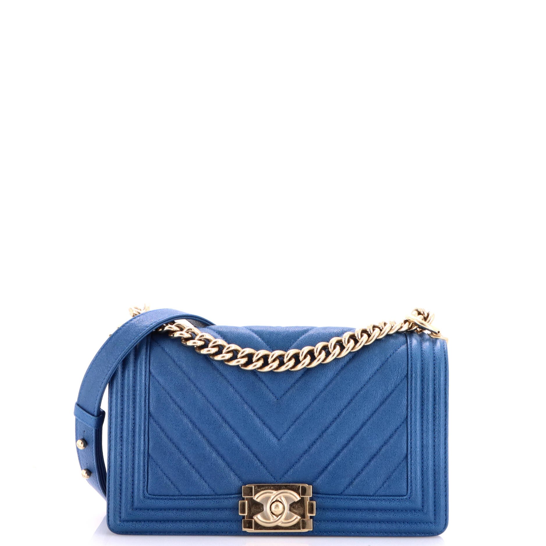 Chanel Boy Flap Bag Chevron Caviar Old Medium
