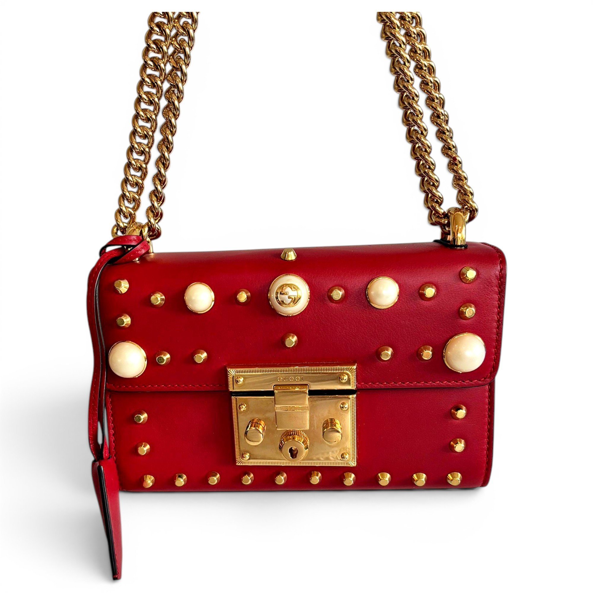 Padlock leather crossbody bag