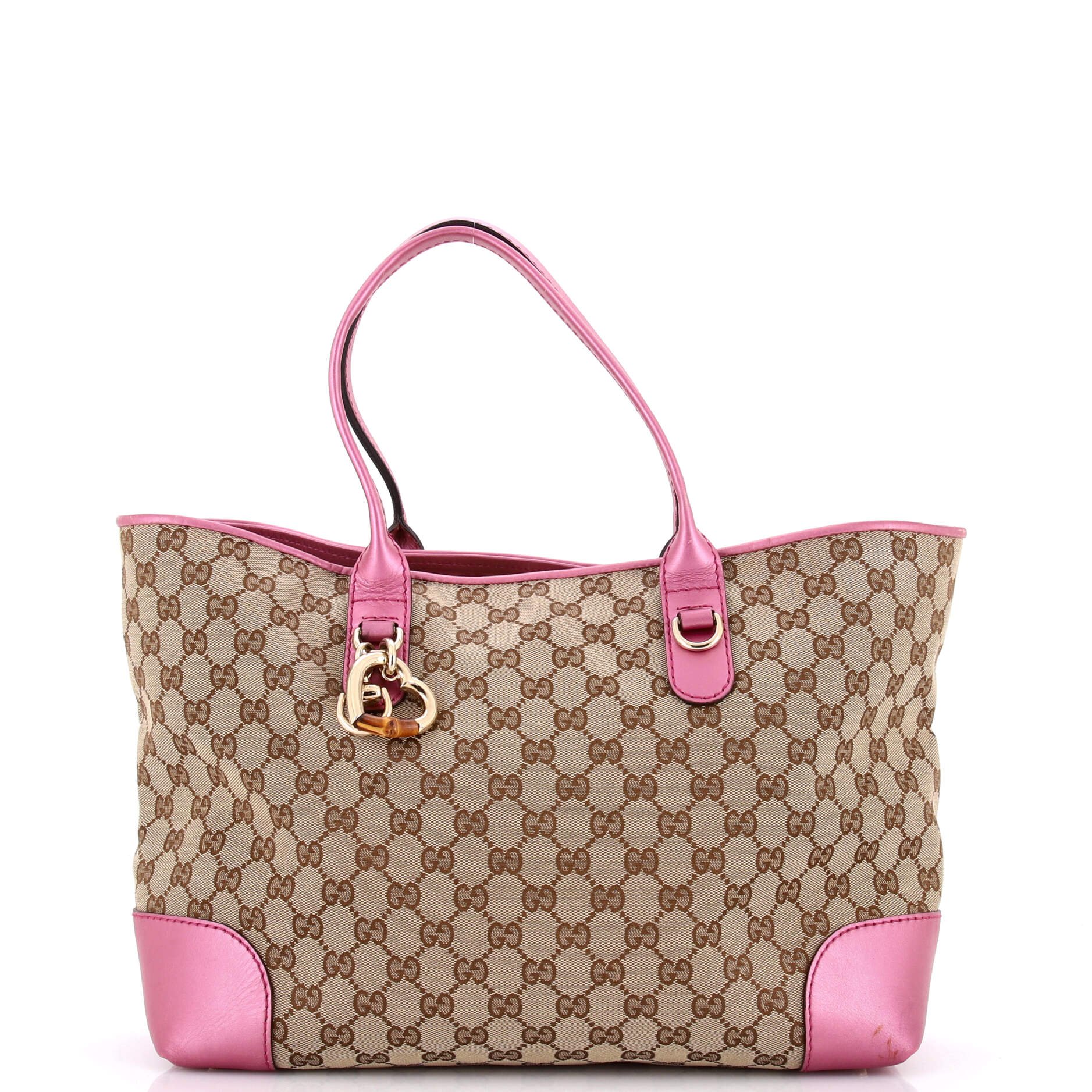 Heart Bit Open Tote GG Canvas with Leather Large