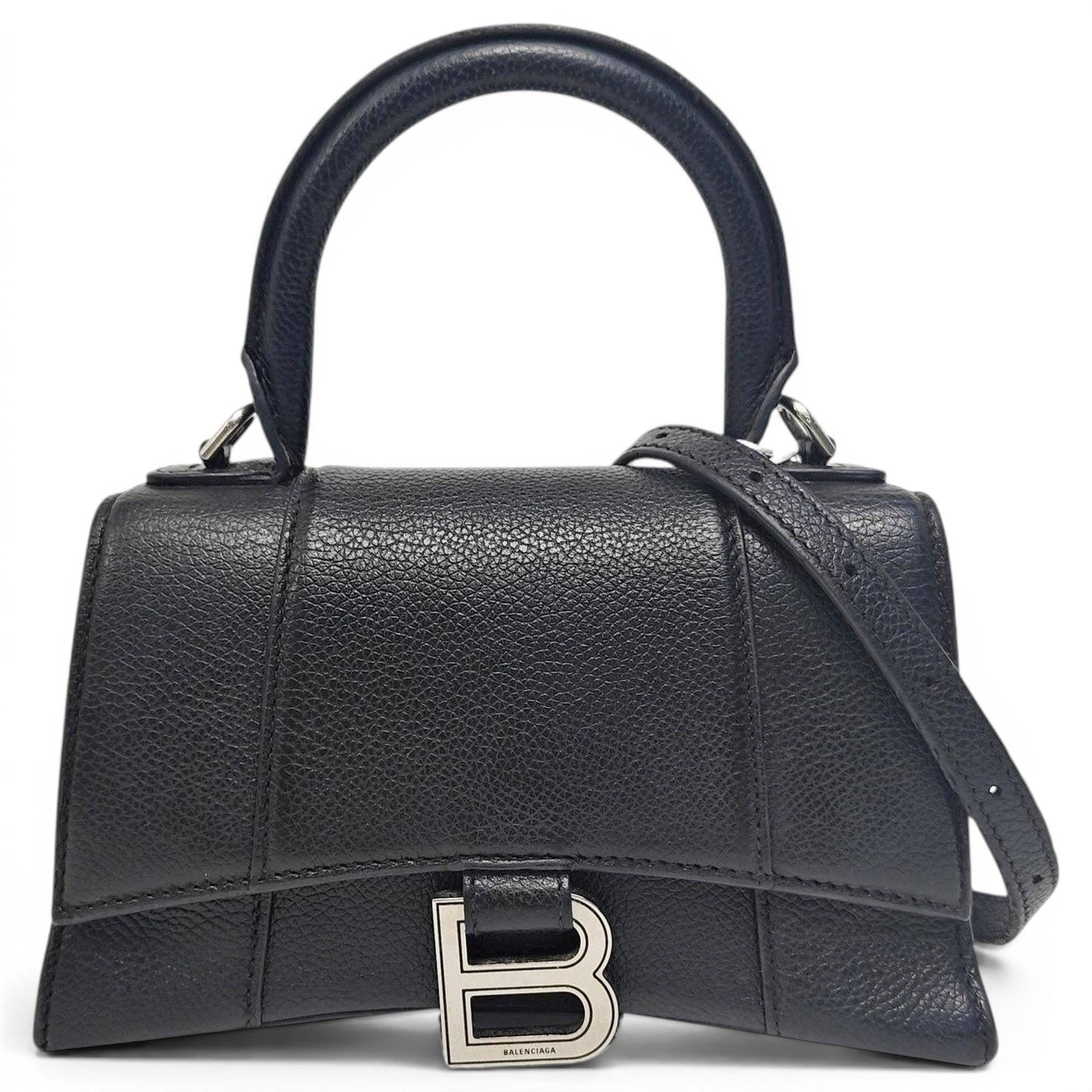 Hourglass leather handbag