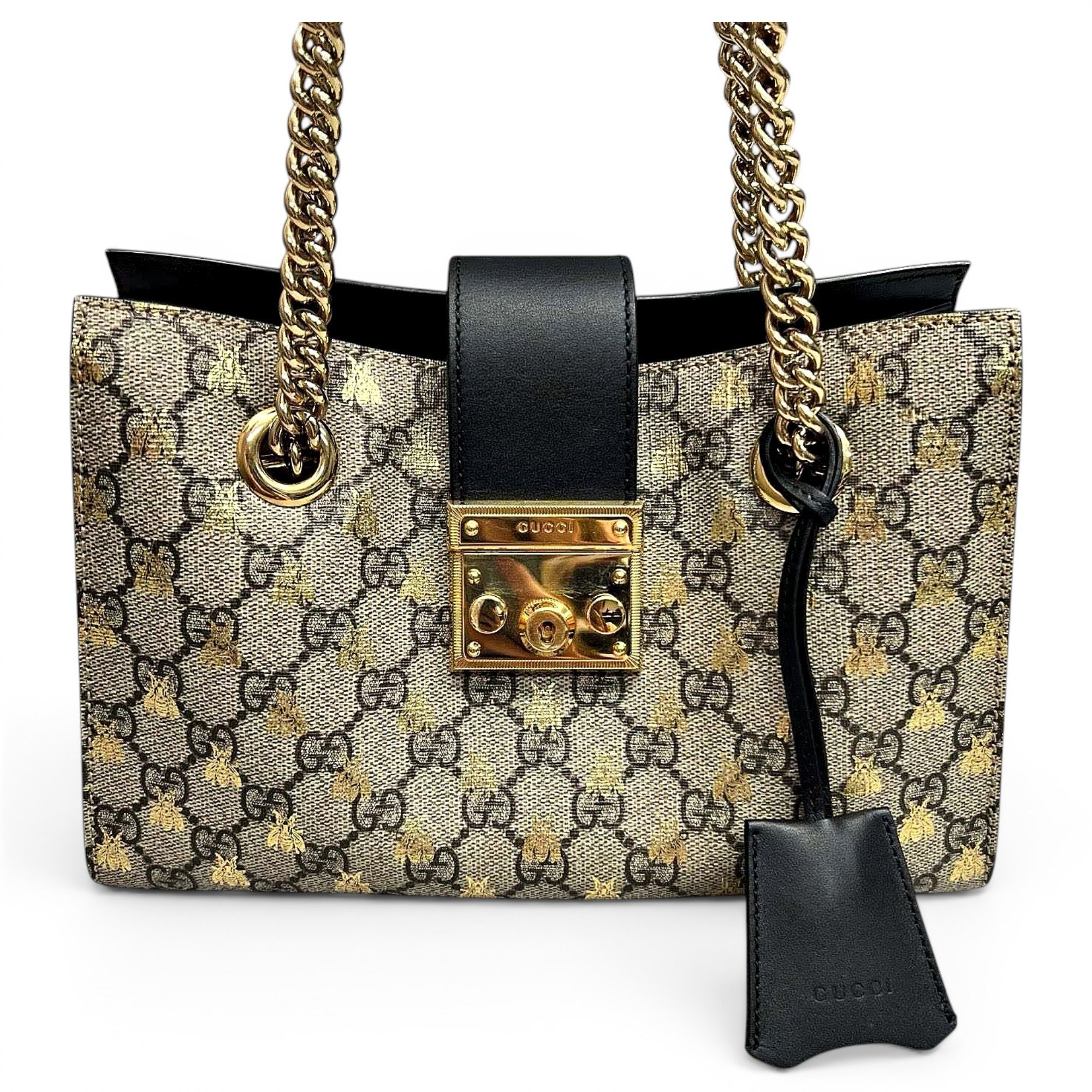 Padlock leather handbag