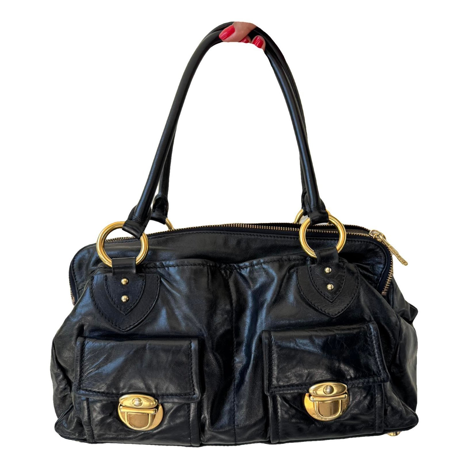 Single leather handbag