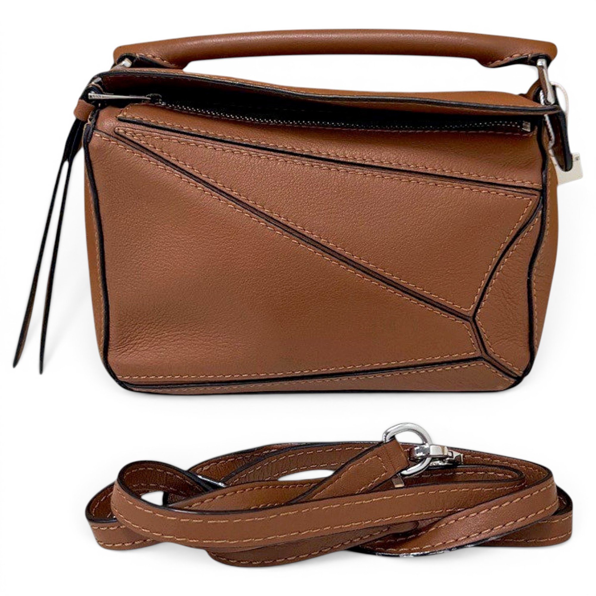 Puzzle leather handbag