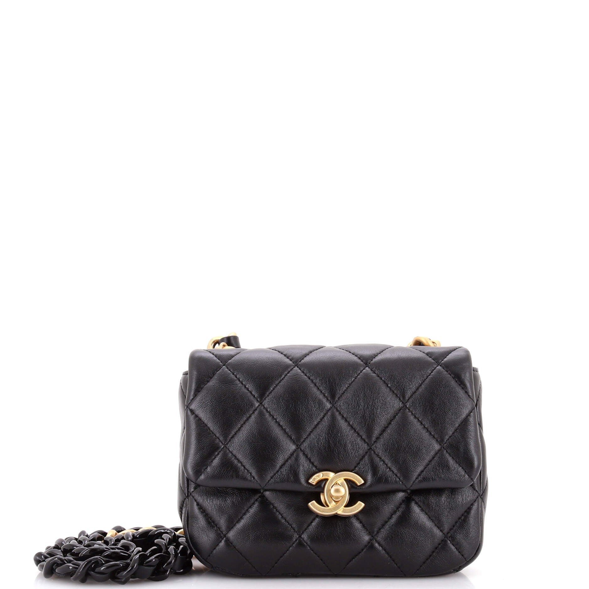 Chanel Lacquered Metal CC Flap Bag Quilted Lambskin Mini