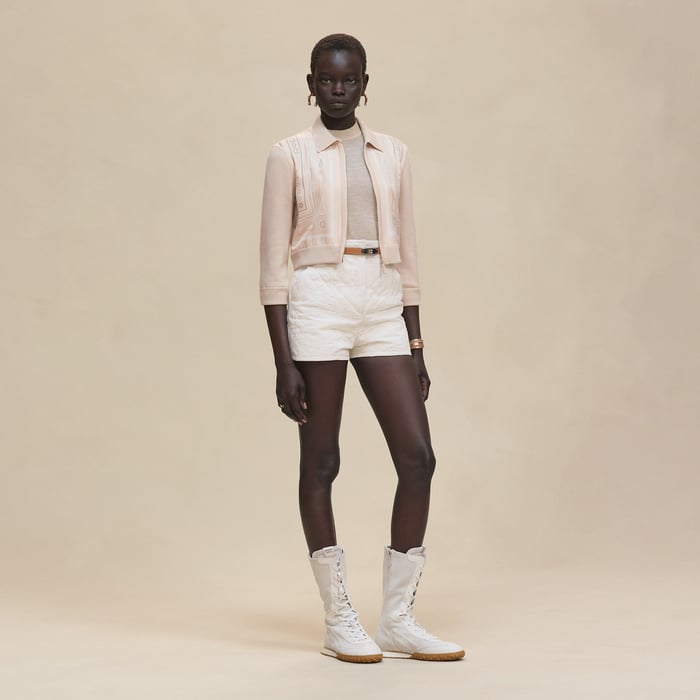 Blanc Perle "Candy Libris Bandana" Zipped Twillaine Jacket