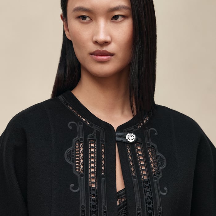 Noir Cashmere Embroidered Jacket