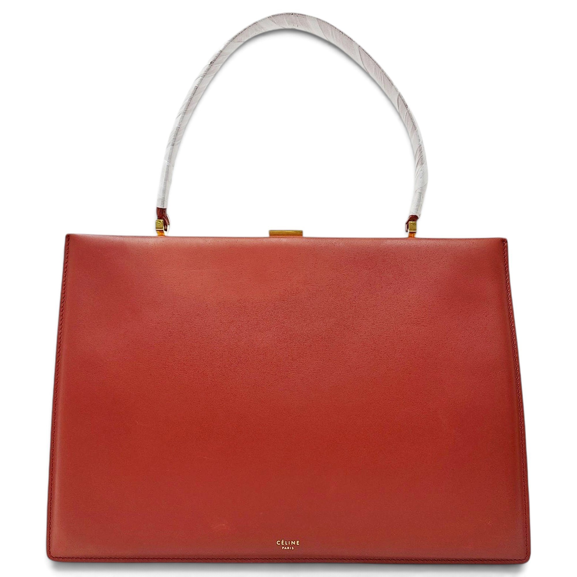 Clasp leather handbag