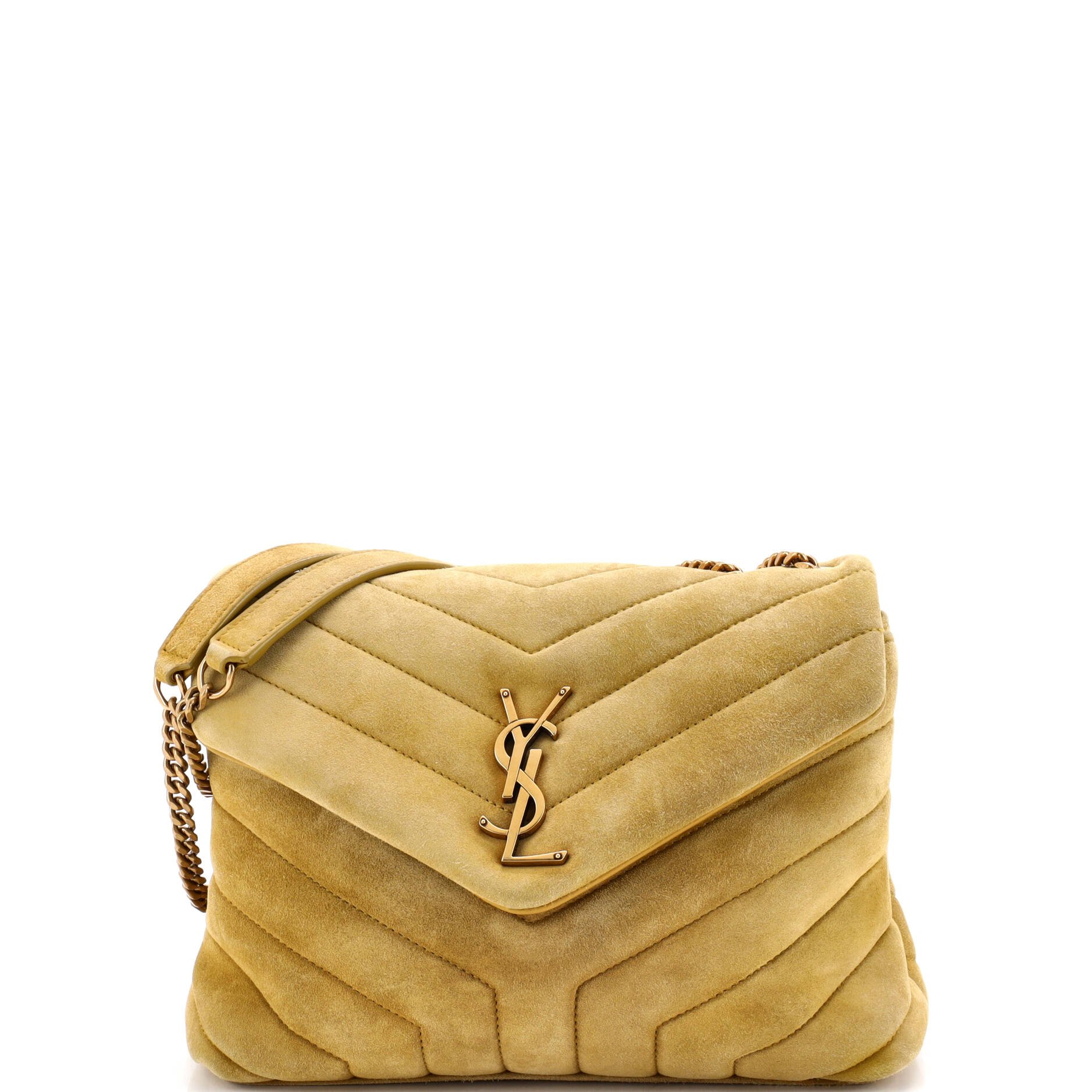 Loulou Shoulder Bag Matelasse Chevron Suede Small