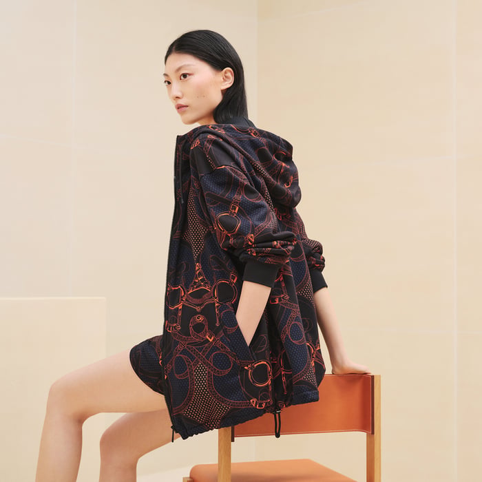 Noir "Eperon d'Or Bandana" Oversized Zipped Hooded Jacket