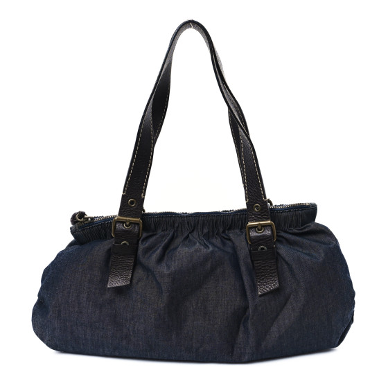 Miu Miu Fabric Gathered Shoulder Bag  Blue